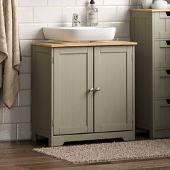 Under Sink Bathroom Cabinet Floor Standing Storage Cupboard Basin Unit, Grey