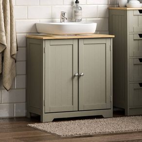 Under Sink Bathroom Cabinet Floor Standing Storage Cupboard Basin Unit, Grey