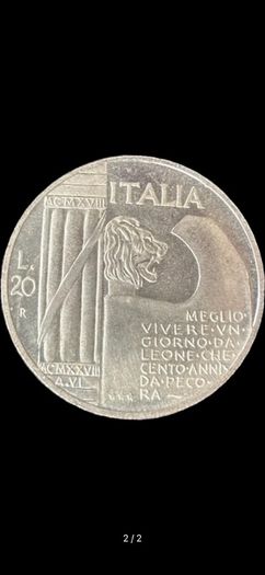 20 Lire, Mussolini Commemorative Coin