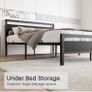 King Size Bed Frame with Wood Headboard,Heavy Duty Metal Platform Bed Image 5