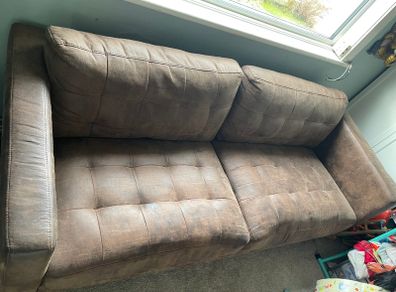Brown soft leather sofa