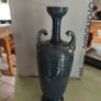 IT'S RARE Antique Dunmore Scottish 1880 s  until 1917 Pottery dark gray green with a bit of blue  glazed  Twin Handeled Urn vase. IN GOOD CONDITION 31 CM. tall the top 5 CM. di. earthenware, majoica glazes Image 9