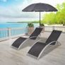 Sun Loungers with Umbrella Aluminium Black Image 5