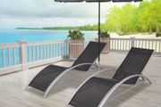 Sun Loungers with Umbrella Aluminium Black