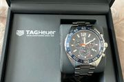 tag heuer formula 1 , 43mm blue dial chronograph watch