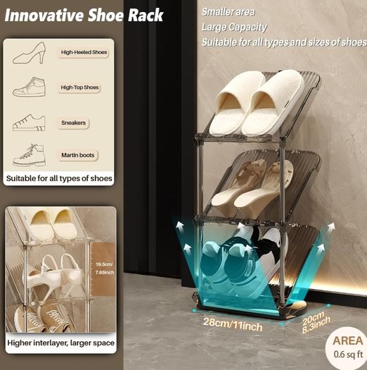 Narrow Shoe Rack 5 Tiers - Slim Tall Shoes Racks for Small Spaces and Corner, Shoe Storage Organiser Cabinet for Hallway, Vertical Shoe Shelf Stand Holder for Shoes and Boots