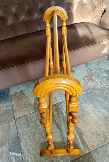 Antique Victorian Style Free Standing Pine Country Wooden Towel Rail Stand Rack