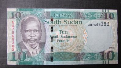 South Sudan 2016.10 Pound banknote.Uncirculated.