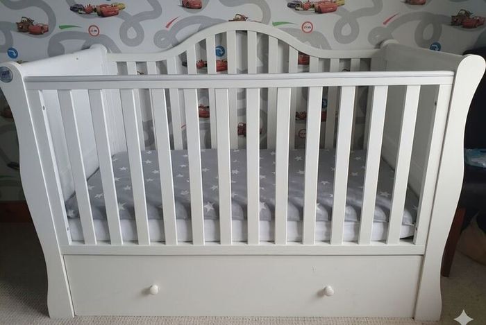 White Sleigh Cot Bed