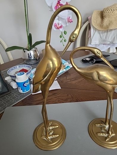 Antique stork ornaments brass