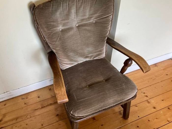 Classic Vintage Upholstered Armchair | Solid Wood Frame