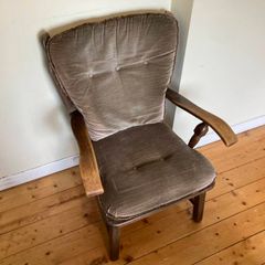 Classic Vintage Upholstered Armchair | Solid Wood Frame