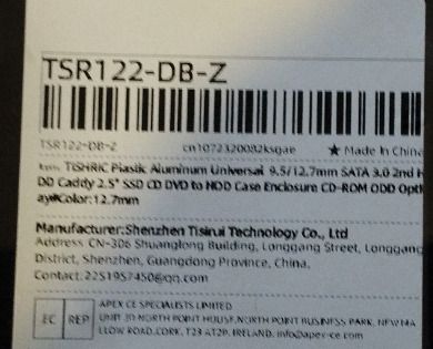 Caddy for Hard Drive or SDD. Replace DVD Drive in Laptop or PC with 2.5 SSD