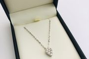 9ct White Gold Diamond Pendant &amp; Chain