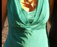 Turquoise knee length silk dress