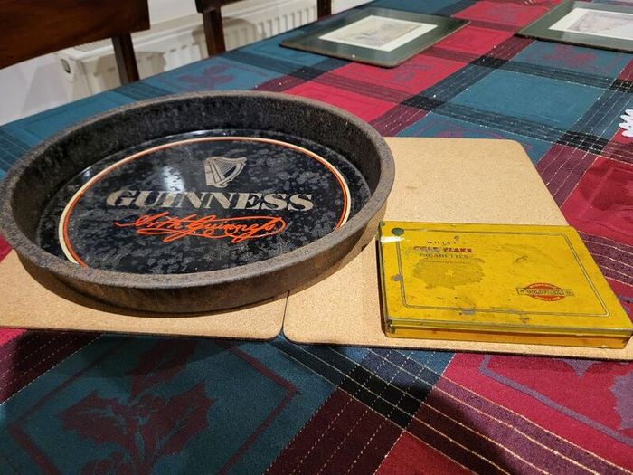 original guinness pub tray and Gold Flake Cigarette box