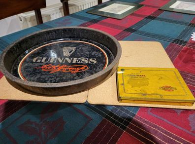 original guinness pub tray and Gold Flake Cigarette box