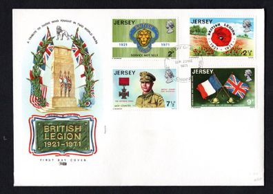 1971 Jersey 50th Anniversary of Royal British Legion Commemorative Stamps Philart First Day Cover (FDC)