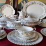 47 Piece Royal Albert Brigadoon Pattern Bone China Gold Gilt Dinner And Tea Service / Set For 5 Person Setting Made In England Image 3