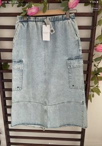 skirt bnwt utility style denim skirt size small sisters point premium boutique brand
