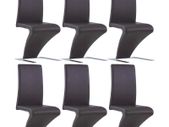 Dining Chairs with Zigzag Shape 6 pcs Brown Faux Leather