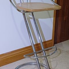 Designer Bar Stools - Wood & Chrome Steel