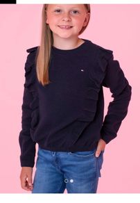 Tommy Hilfiger navy sweatshirt TEXTURED RUFFLE KNIT TOP