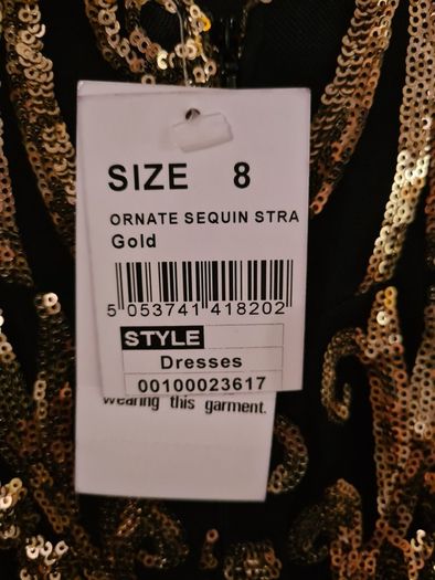 Black / Gold Ornate Sequin Strap Dress BRAND NEW!!!