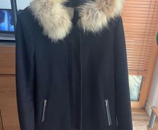 Pinko wool pea coat with fur hood