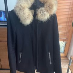 Pinko wool pea coat with fur hood