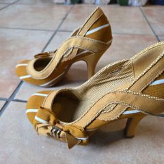 Ruby Shoo Mustard Yellow Vintage-Style Heels EU 36 UK 3