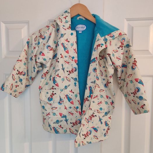 Powell Craft Rocket Space Print Fleece-Lined Raincoat - 4-5 Years