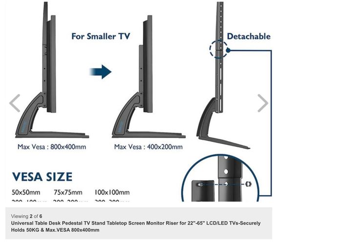 Universal Table Desk Pedestal TV Stand Tabletop Screen Monitor Riser for 22"-65" LCD/LED TVs-Securely Holds 50KG & Max.VESA 800x400mm