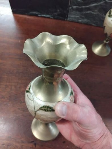 Vintage Brass and Enamel pair