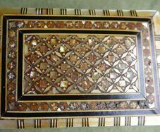 Vintage Handmade Wooden Jewelry Box Wood Trinket Storage Wood Box Mother of Pearl Inlay