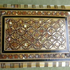 Vintage Handmade Wooden Jewelry Box Wood Trinket Storage Wood Box Mother of Pearl Inlay