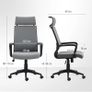 Office chair with soft backrest, casters, armrests, height-adjustable desk chair, faux wool, Gray Image 2
