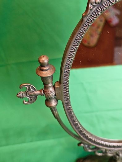 Ornate Victorian Style Brass Swivel Vanity Mirror  Antique Dressing Table Mirror