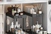 Under Sink Storage 2 Pack, 2 Tier Pull Out Cabinet Organizers for Kitchen, Bathroom Organization
