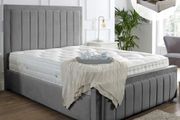 Panel Plush Lines Velvet Bed Frame All Sizes &amp; Colours Available NEW
