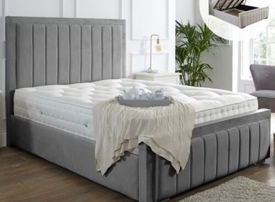 Panel Plush Lines Velvet Bed Frame All Sizes & Colours Available NEW