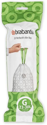 138423 PerfectFit Bin Liners Multipack (Size G/23-30 Litre) Thick Plastic Trash Bags with Tie Tape Drawstring Handles (120 Bags), White