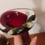 Fabulous Vintage Retro Mid-Century-Modern Swedish Art Glass Hand-Blown Tall Red Jack in the Pulpit or Bone Vase with a Clear Glass Weighted Foot, with Controlled Bubbles, by Aseda Glasbruk, Sweden, circa 1960 Image 8