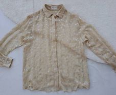 Saint Laurent Beige Polka dot  Silk Shirt M rrp850