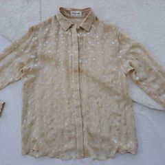 Saint Laurent Beige Polka dot  Silk Shirt M rrp850