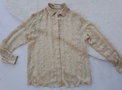 Saint Laurent Beige Polka dot  Silk Shirt M rrp850