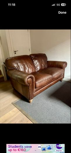 Natuzzi brown leather two seater sofa