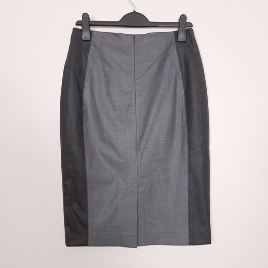 Quin & Donnelly Grey Two-Tone Professional Tailored Pencil Midi Skirt 12UK/40EU