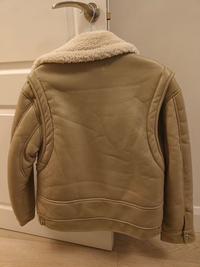 ASOS DESIGN borg collar oversized flight jacket in cream size S
