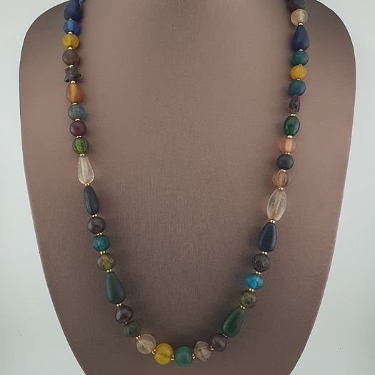 Antique African Style Mix MultiColor Glass Beads Necklace